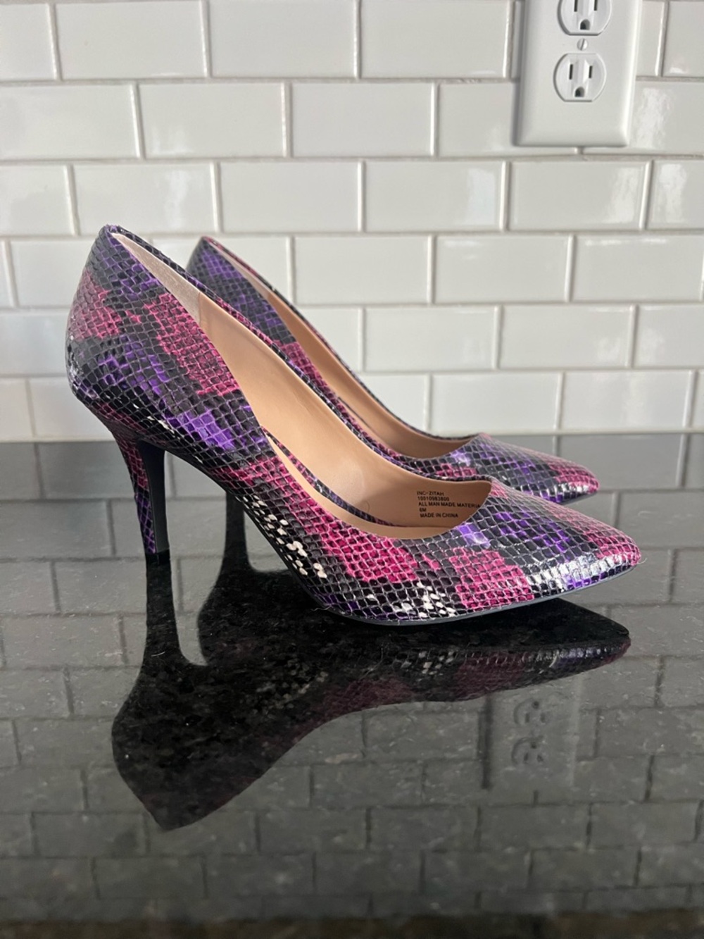 I.N.C purple reptile style heels
